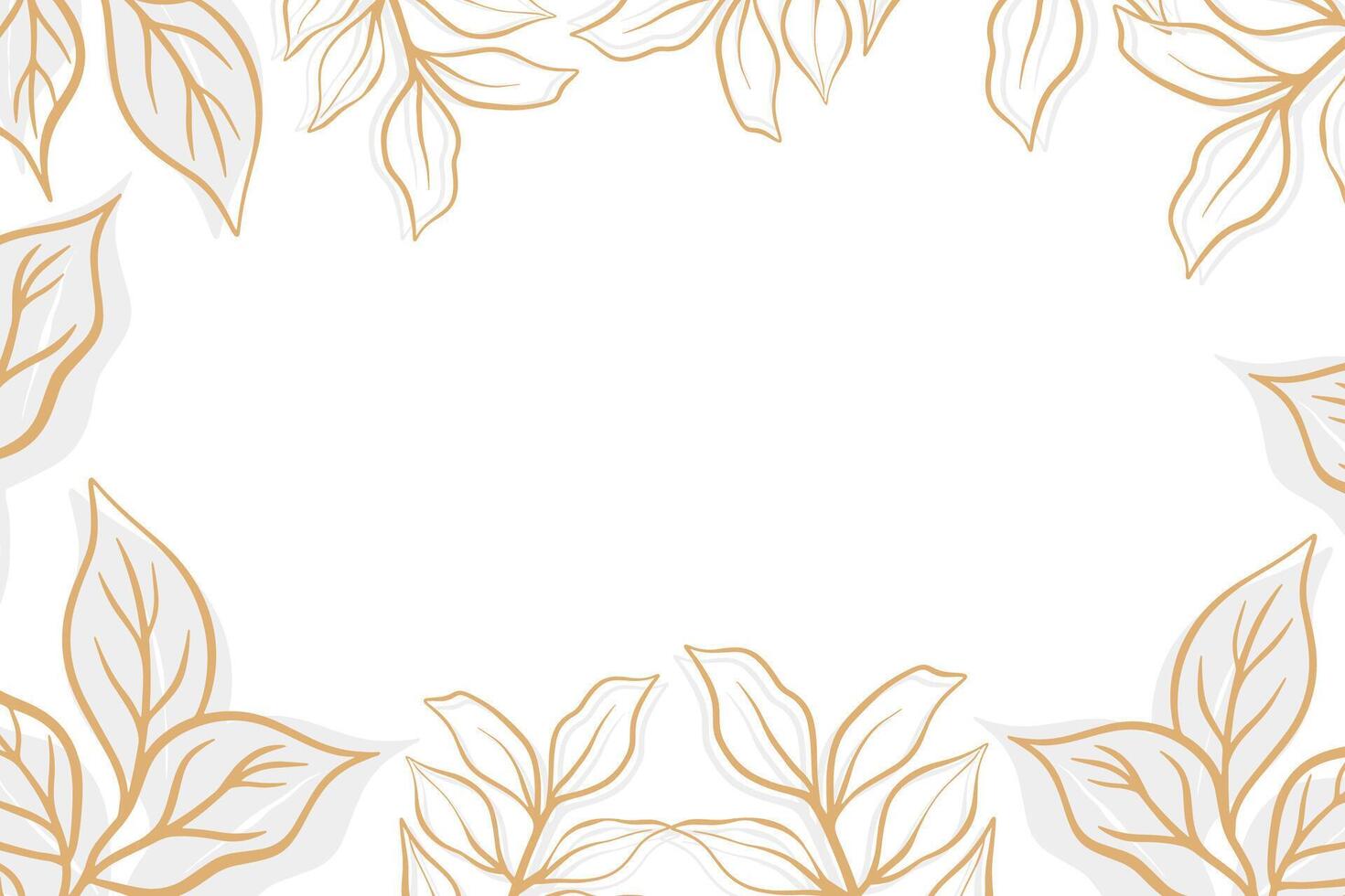 line art gold leaves background with copy space vector