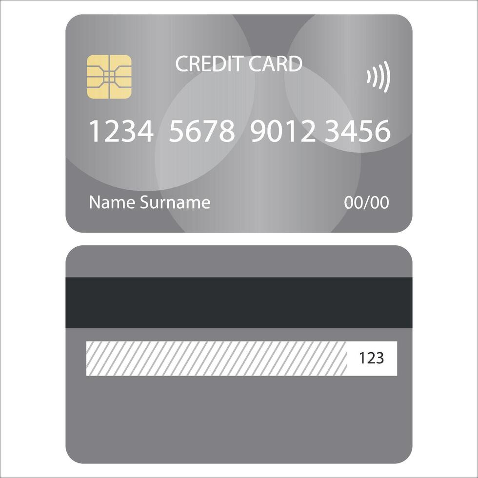 Vector Double Sided Plastic Plastic Bank Financial Credit Card Realistic Template for Business