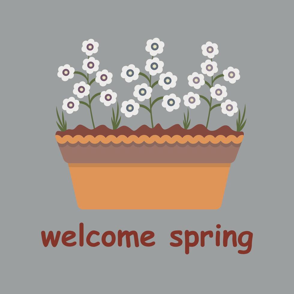 Vector Welcome spring quotes floral spring Hand prints design Positive phrases for card sticker