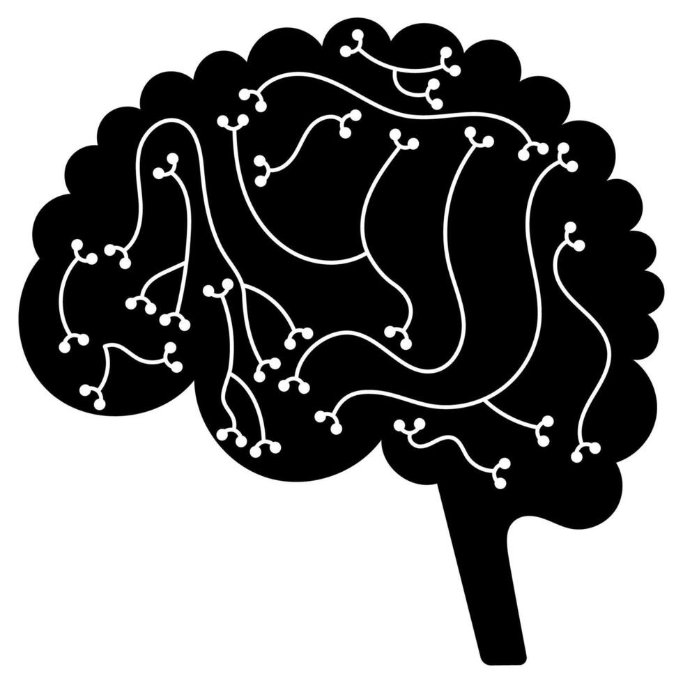 vector humano cerebro negro y blanco icono humano nervioso sistema corazón neuropsicología medicina medicina creatividad