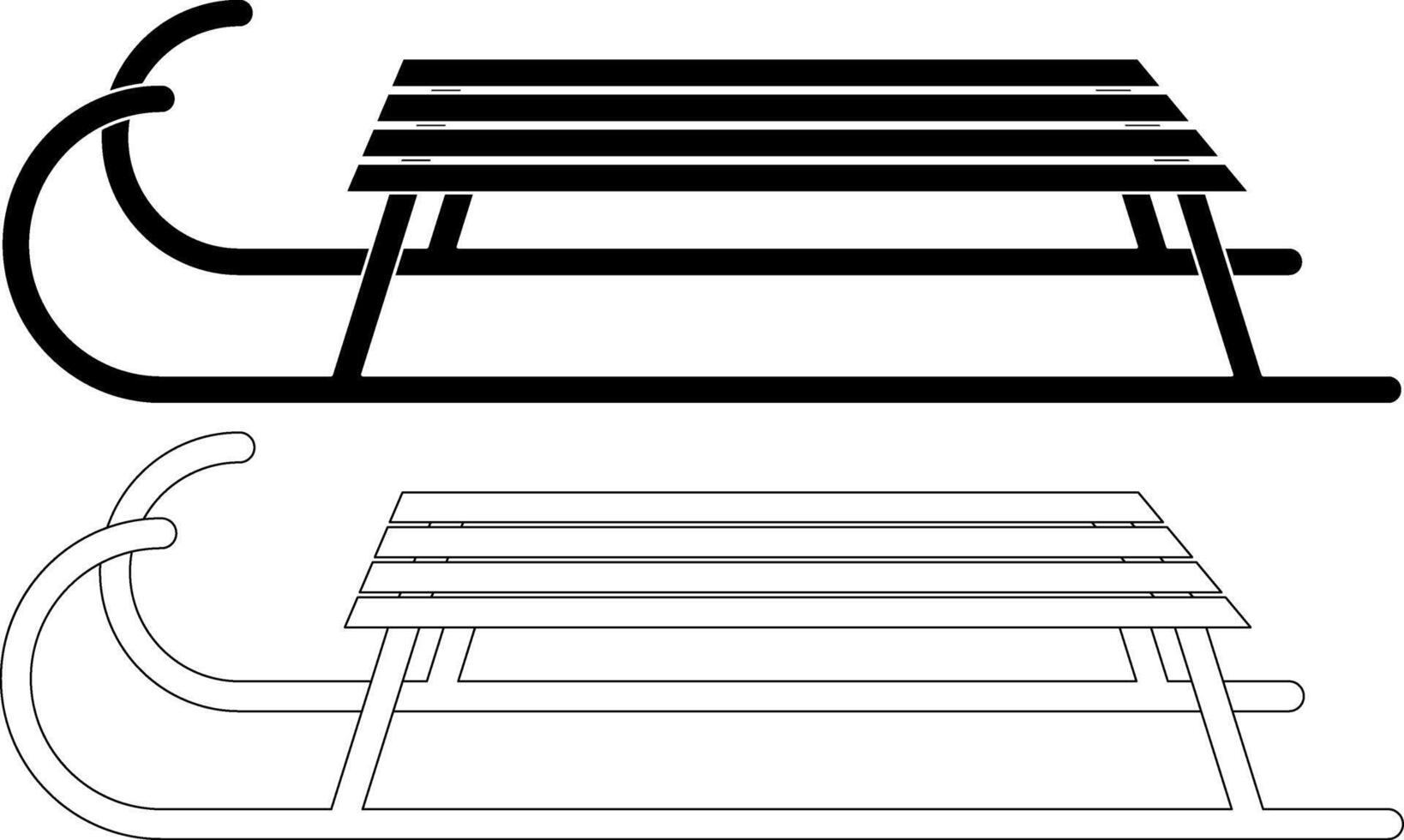 outline silhouette sled icon set vector