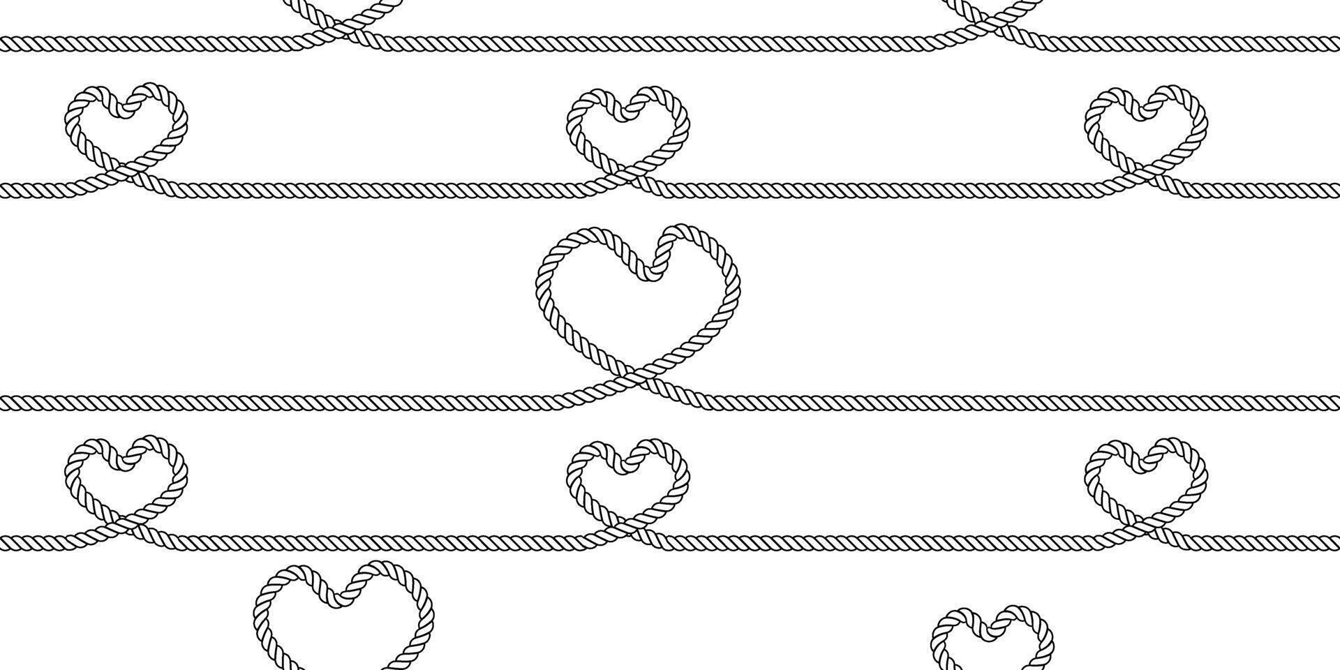 outline heart rope seamless pattern vector