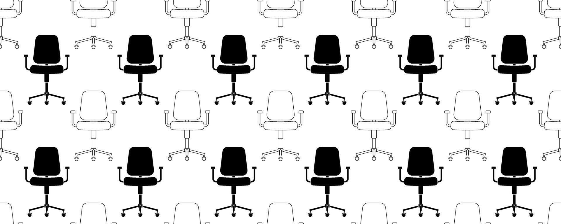 black white office chair seamless pattern vector