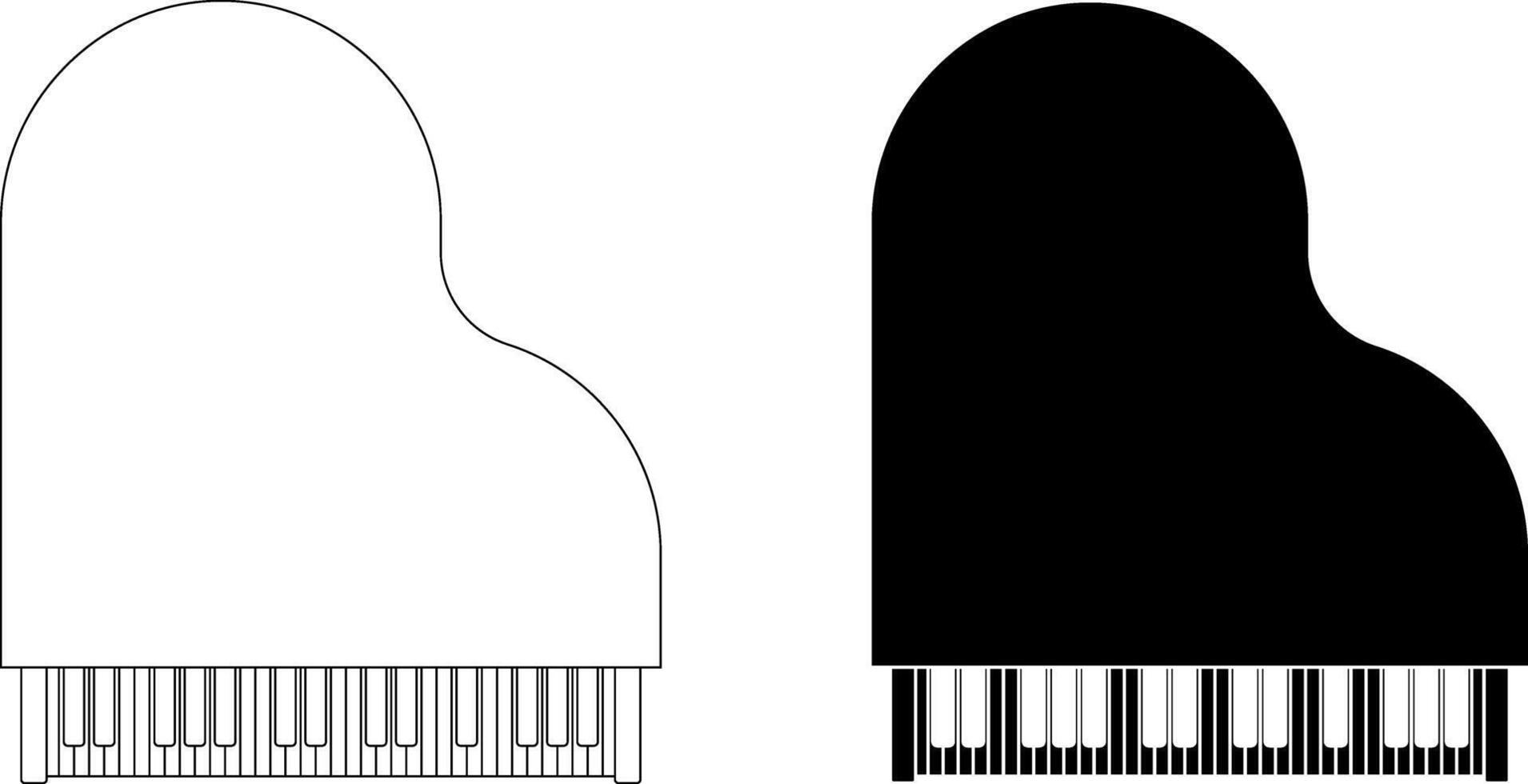top view piano icon set vector