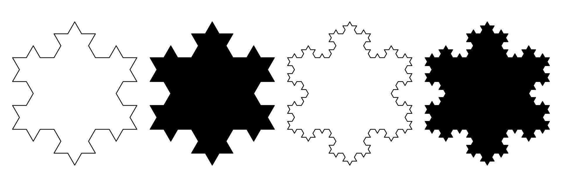 outline silhouette Koch snowflake icon isolated on white background vector