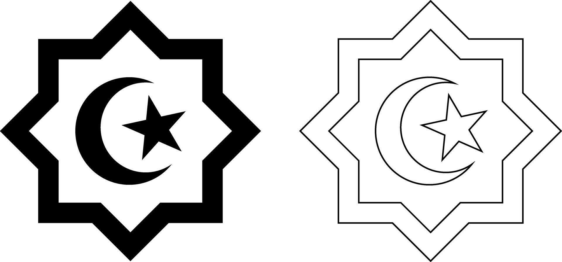 Crescent moon and star islamic symbol vector