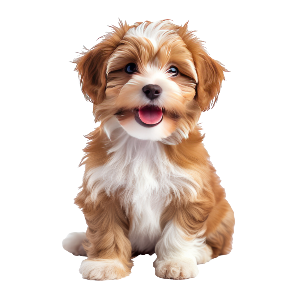 AI generated puppy dog is sitting and looking at camera, isolated on transparent background With clipping path.3d render png