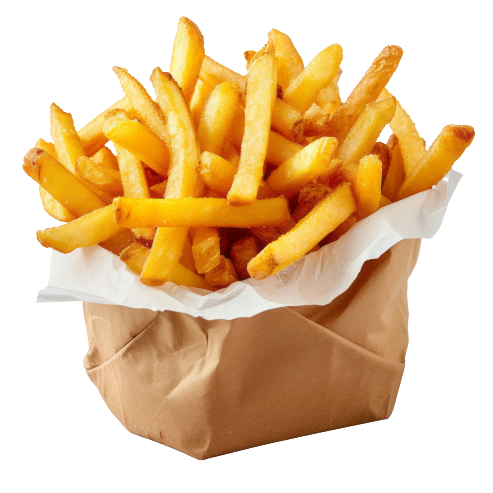 AI generated French fries isolated on transparent background With clipping path. cut out. png