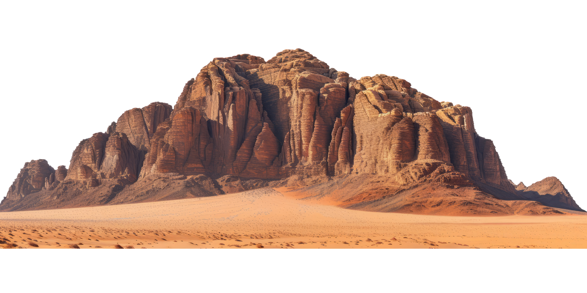 AI generated Desert mountain from Wadi Rum isolated on transparent background With clipping path png