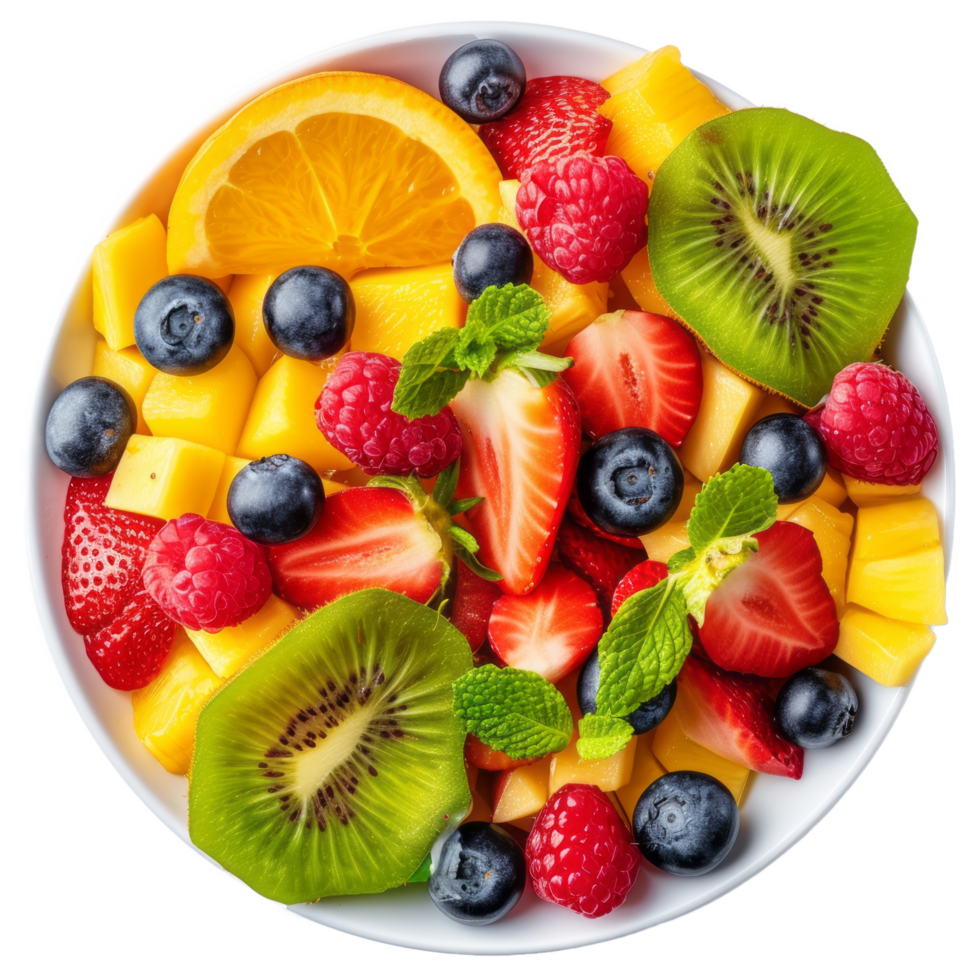 AI generated Colorful Fruit Salad isolated on transparent background With clipping path.3d render png
