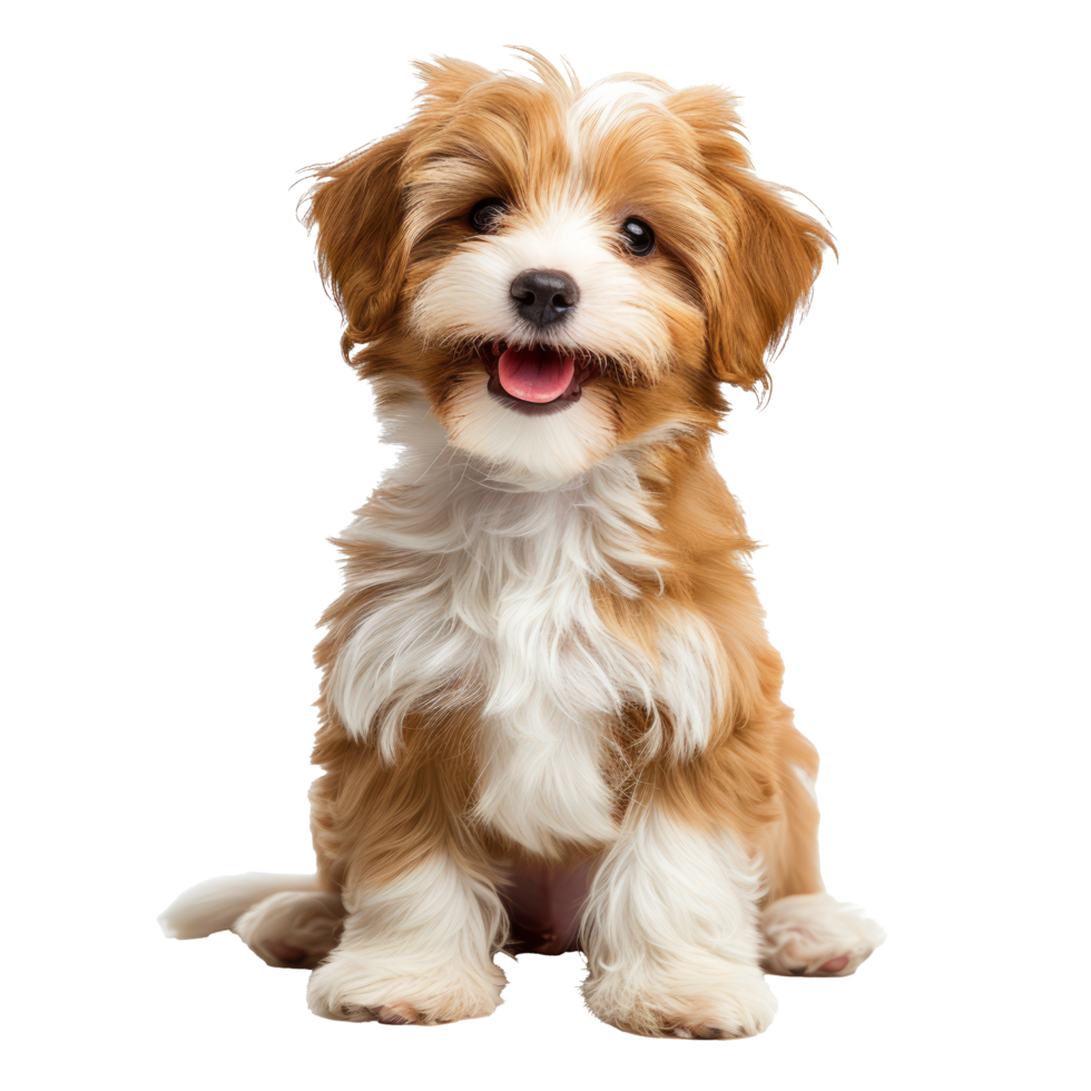 AI generated puppy dog is sitting and looking at camera, isolated on transparent background With clipping path.3d render png