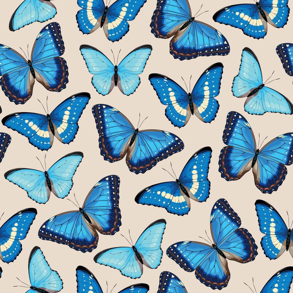 Vector seamless pattern with high detailed tropic butterfly