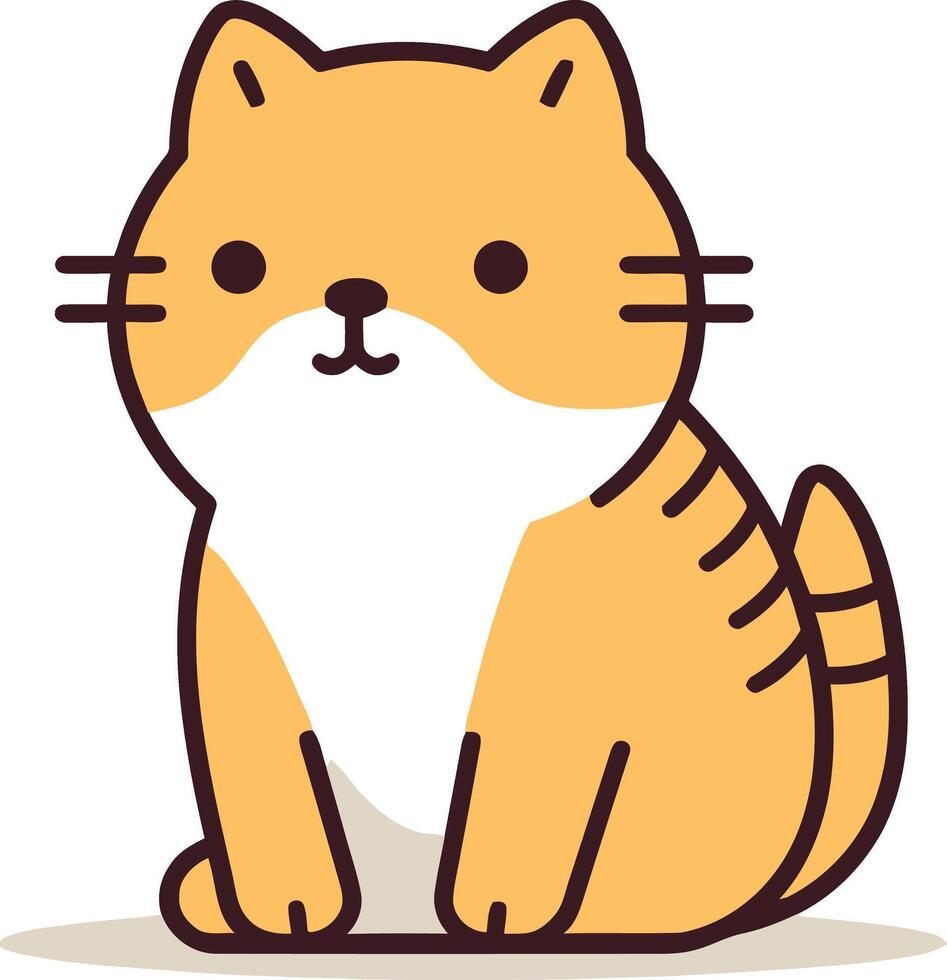 ai generado plano color vector de linda gato ilustración, blanco antecedentes.