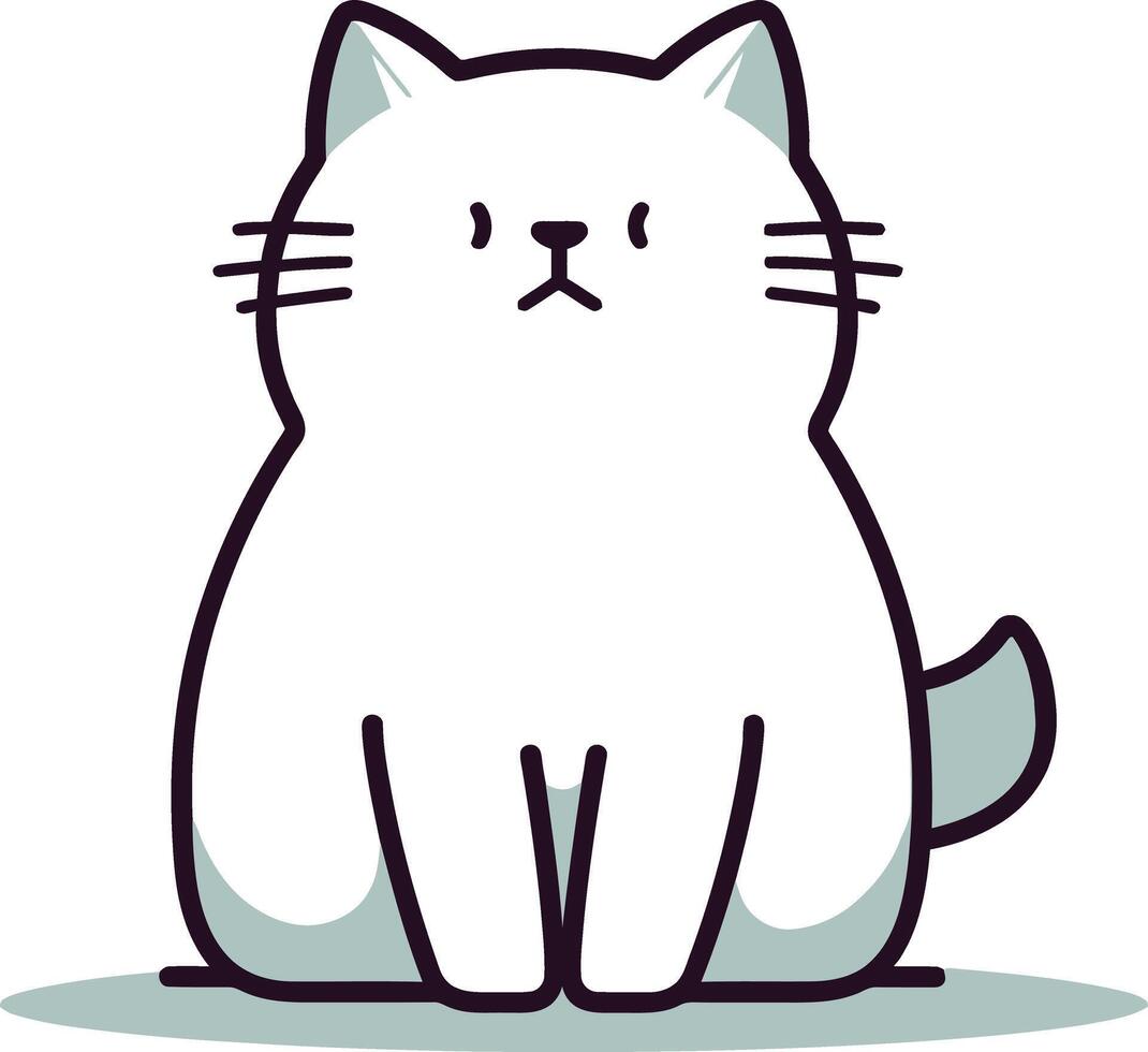 ai generado plano color vector de linda gato ilustración, blanco antecedentes.