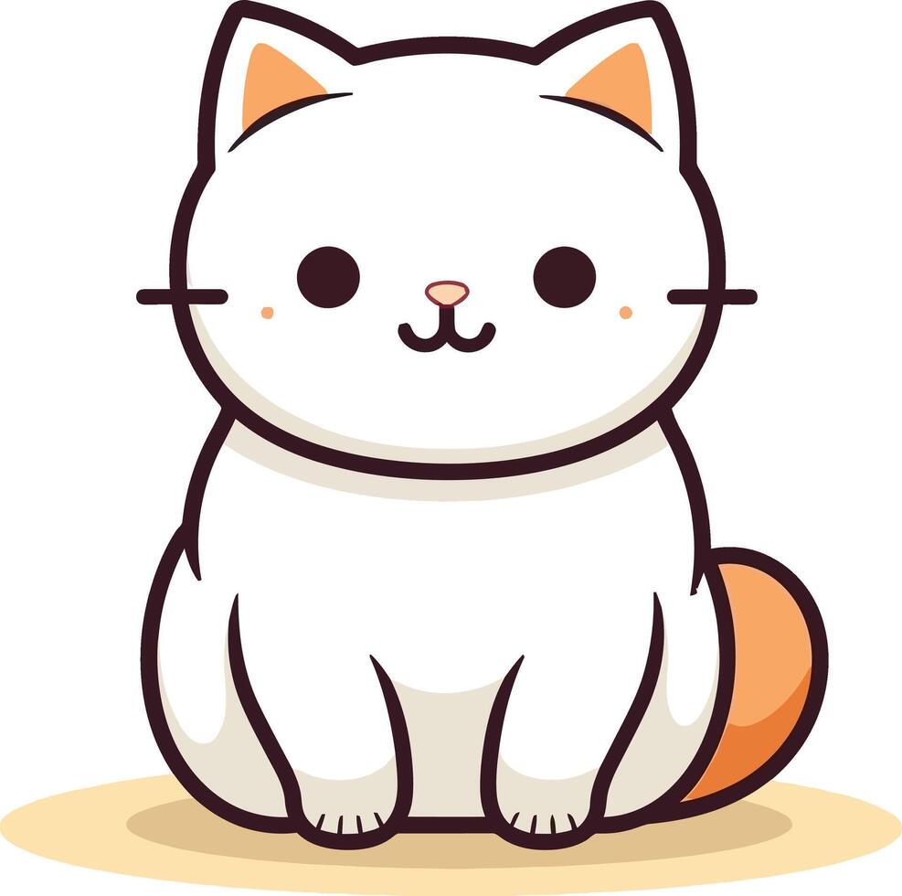 AI generated Flat color vector of cute cat illustration, white background.