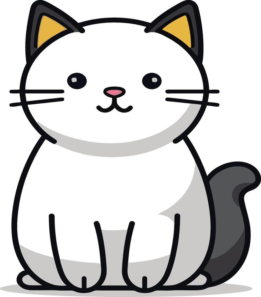 AI generated Flat color vector of cute cat illustration, white background.