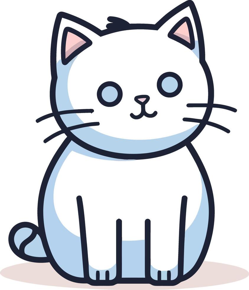 AI generated Flat color vector of cute cat illustration, white background.