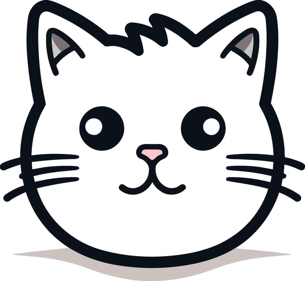 ai generado plano color vector de linda gato ilustración, blanco antecedentes.