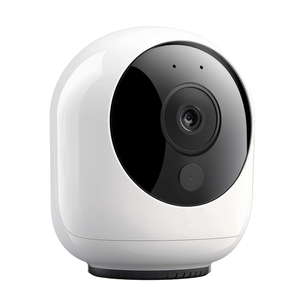Closed up of Smart home wireless security camera isolated on transparent background With clipping path.3d render png