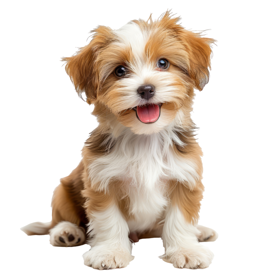 AI generated puppy dog is sitting and looking at camera, isolated on transparent background With clipping path.3d render png