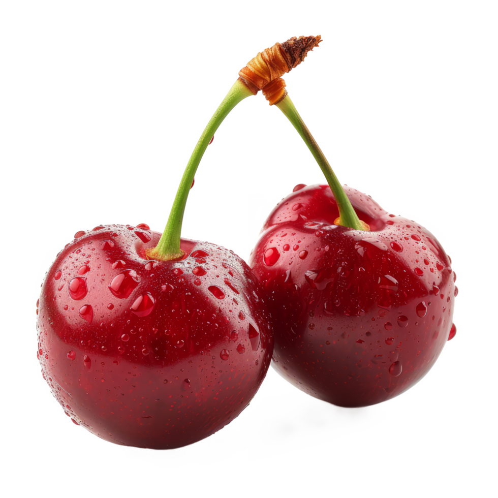 Cherry isolated on transparent background With clipping path.3d render png