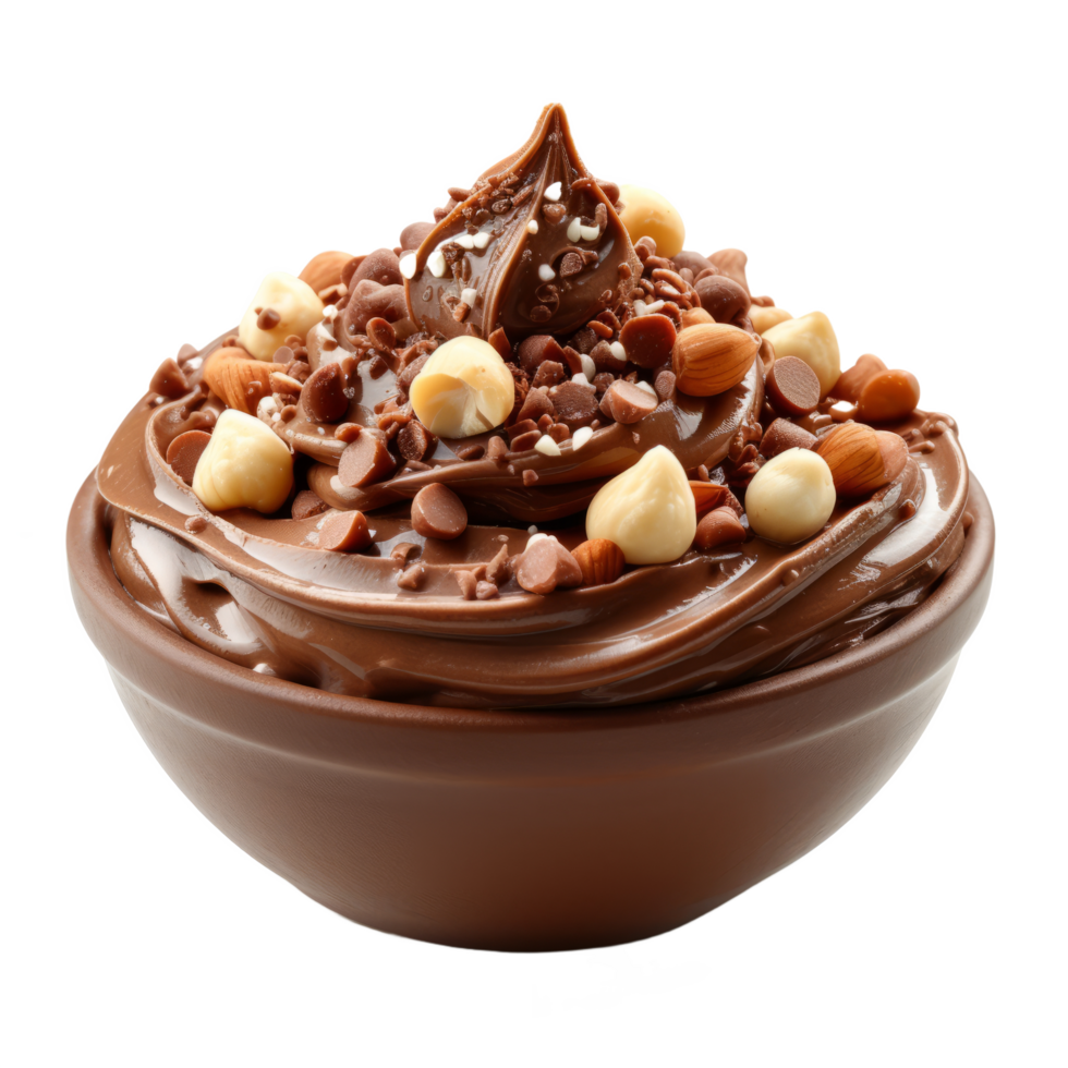 Chocolate cream with nuts isolated on transparent background With clipping path.3d render png