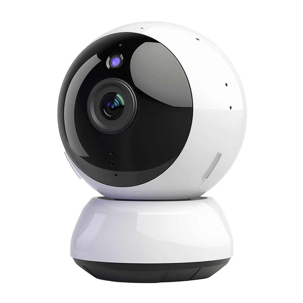 Closed up of Smart home wireless security camera isolated on transparent background With clipping path.3d render png