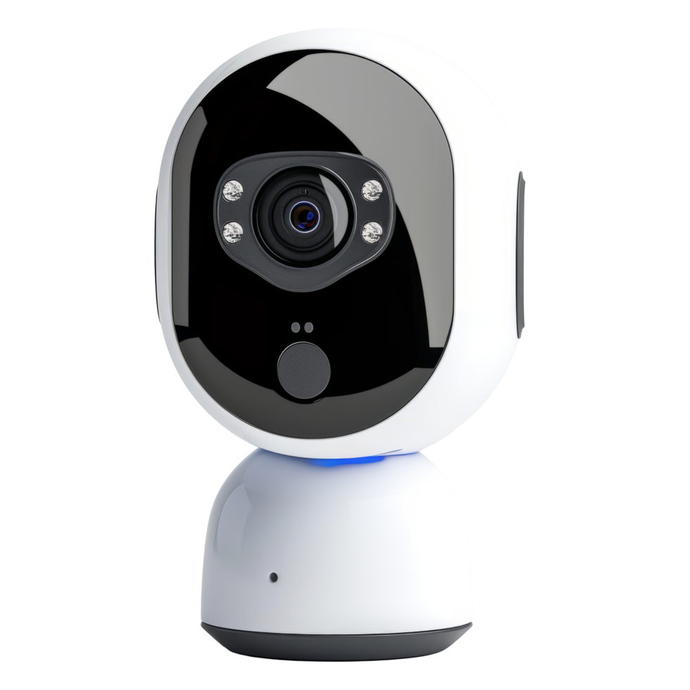 Closed up of Smart home wireless security camera isolated on transparent background With clipping path.3d render png