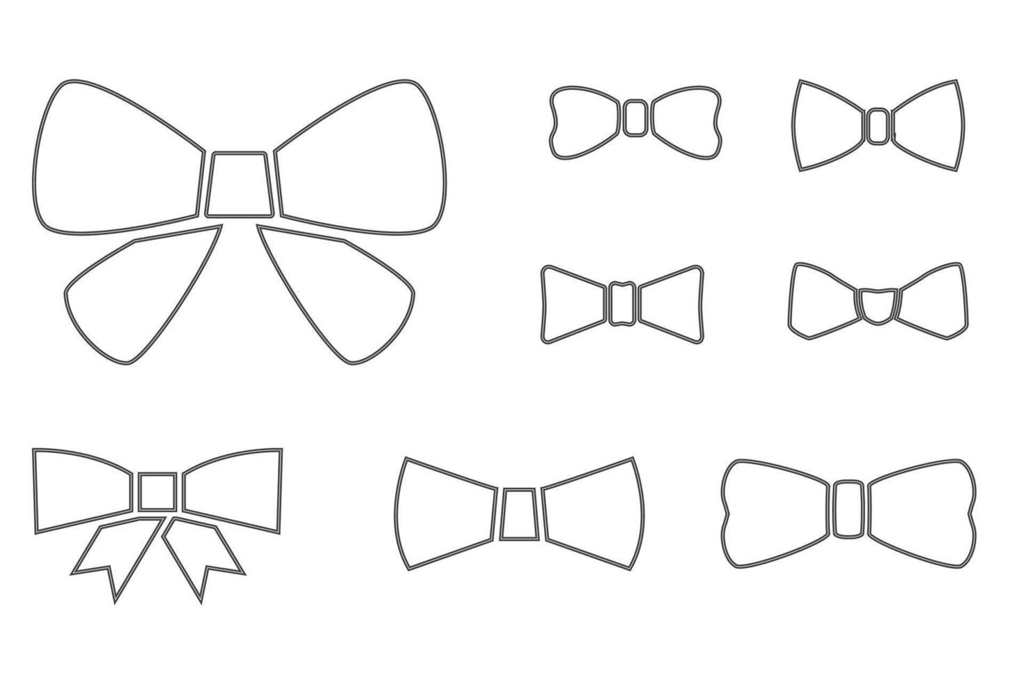 set tie bow silhoutte, vector illustration tie icon isolated on white background