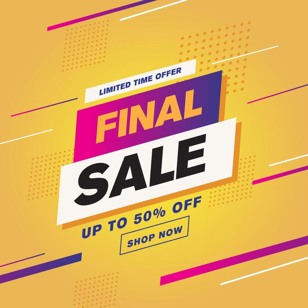 Final sale yellow gradient with offer details vector illustration