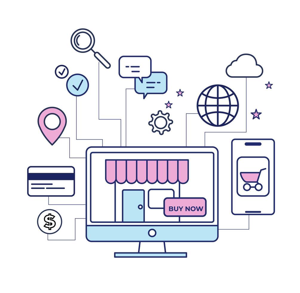 Online shopping Icon design vector illustration