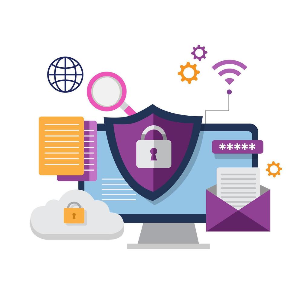 Internet security design colorful vector illustration