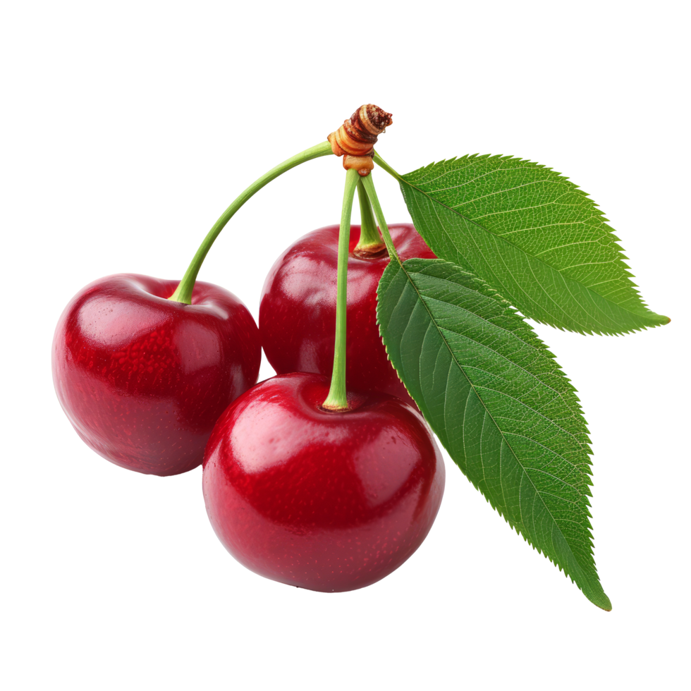 Cherry isolated on transparent background With clipping path.3d render png