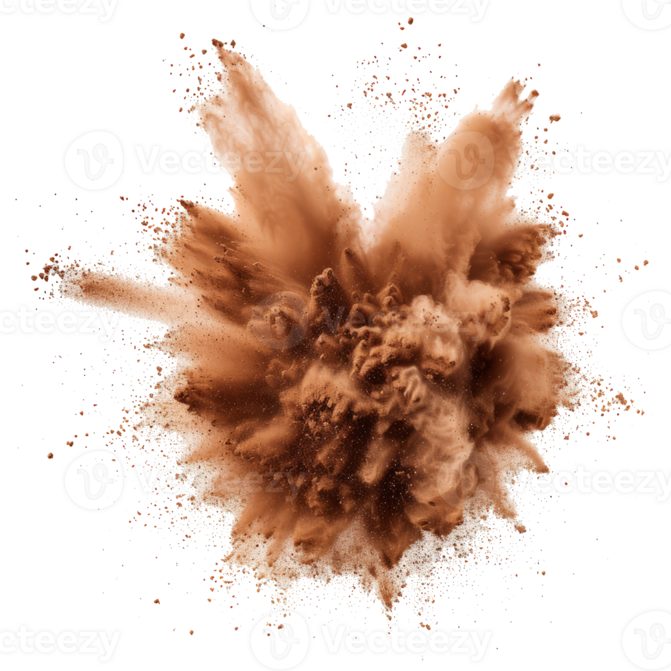 AI generated Brown powder explosion  isolated on transparent background With clipping path.3d render png