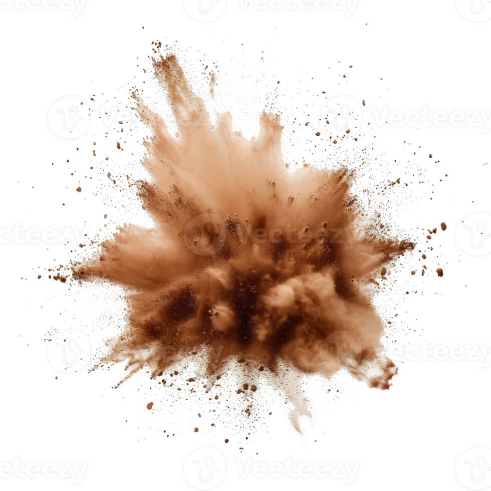 AI generated Brown powder explosion  isolated on transparent background With clipping path.3d render png