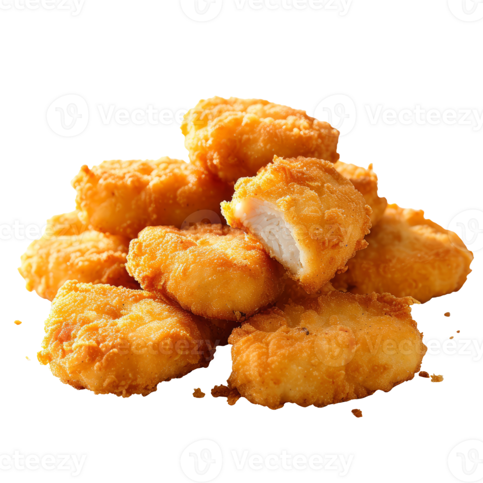Bunch of chicken nuggets isolated on transparent background With clipping path.3d render png
