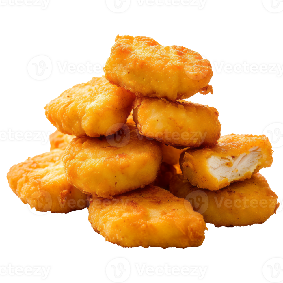 AI generated Bunch of chicken nuggets isolated on transparent background With clipping path.3d render png
