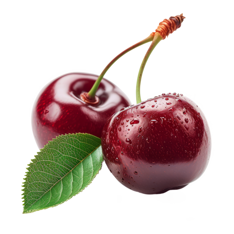 Cherry isolated on transparent background With clipping path.3d render png
