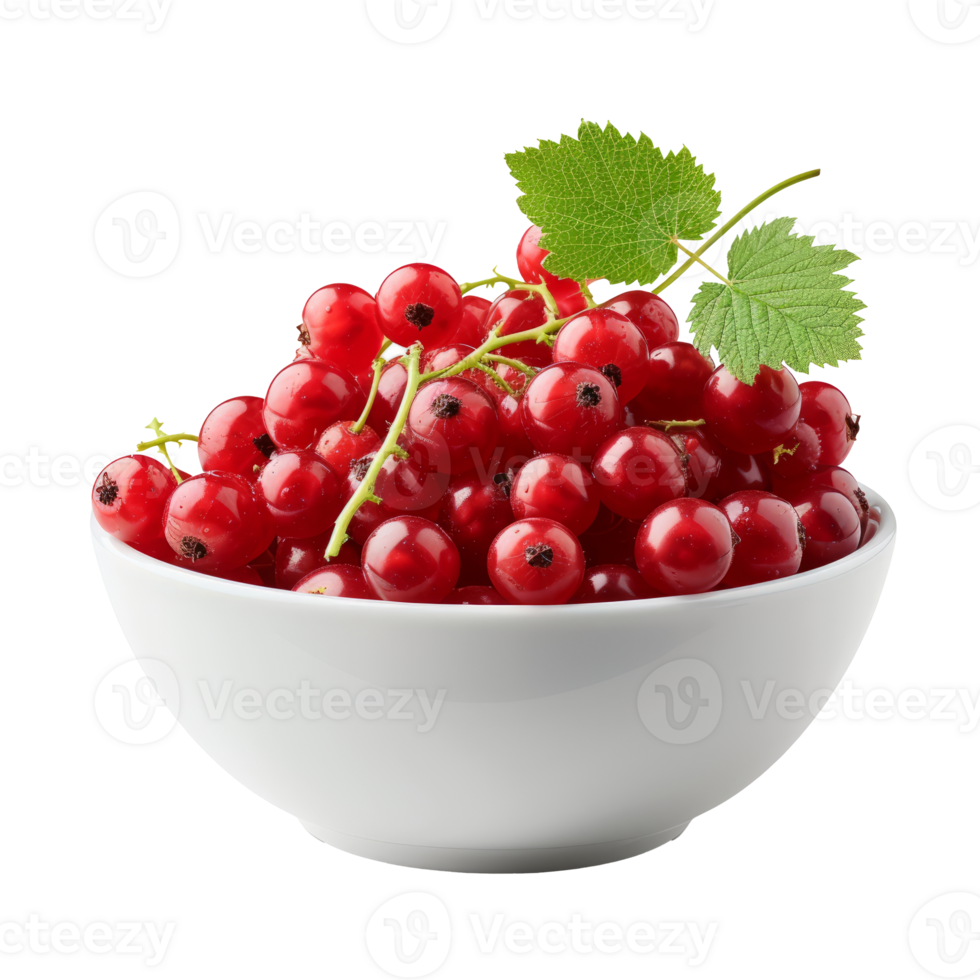 AI generated Bowl with fresh red currant isolated on transparent background With clipping path.3d render png