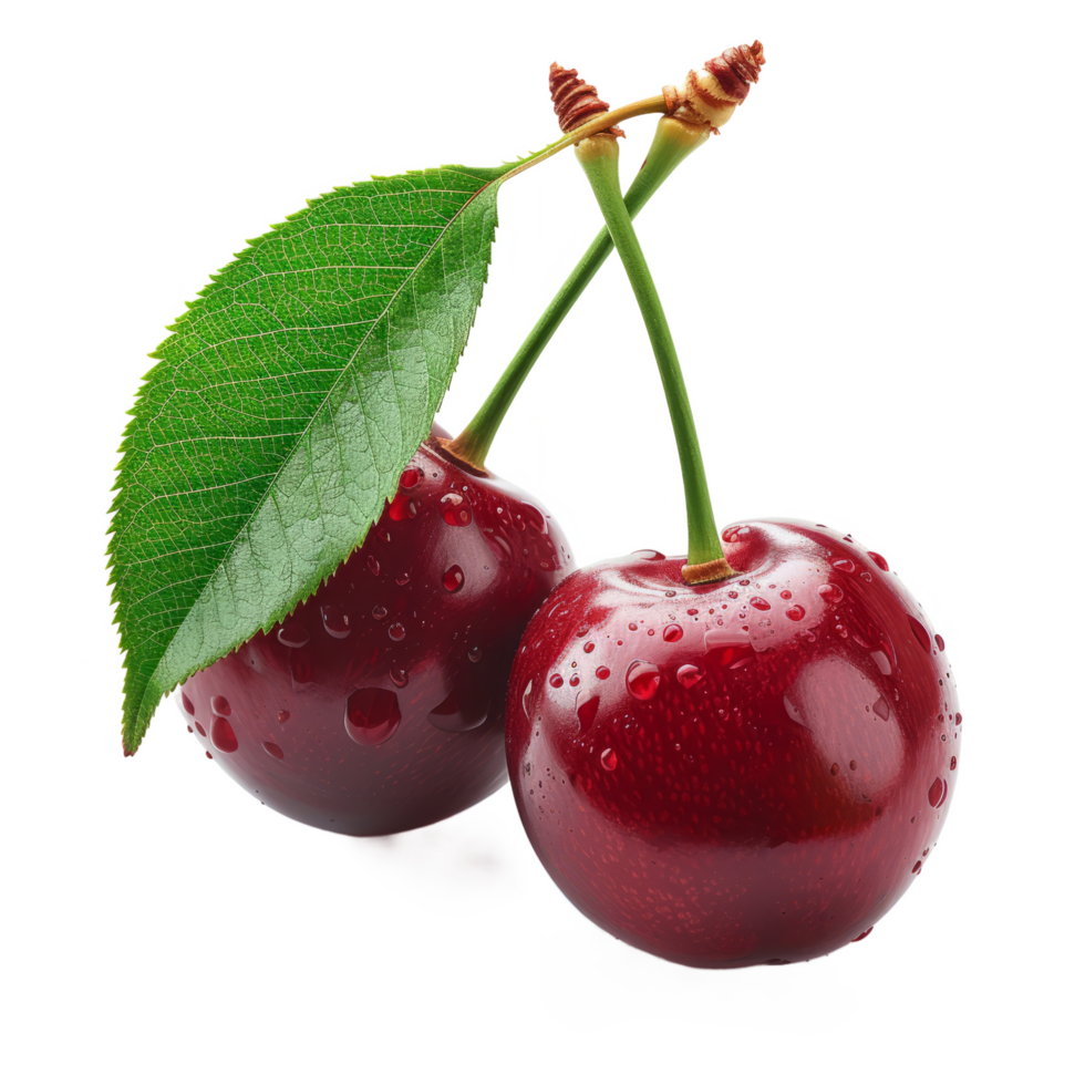 Cherry isolated on transparent background With clipping path.3d render png