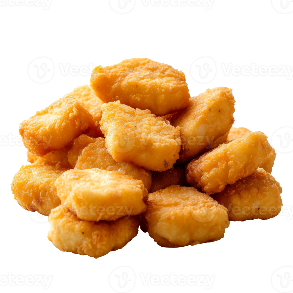 Bunch of chicken nuggets isolated on transparent background With clipping path.3d render png