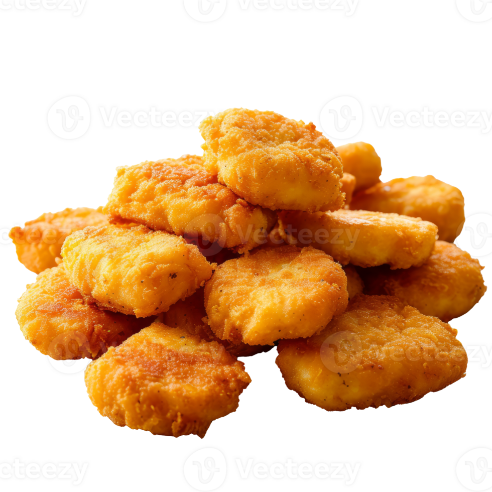 AI generated Bunch of chicken nuggets isolated on transparent background With clipping path.3d render png