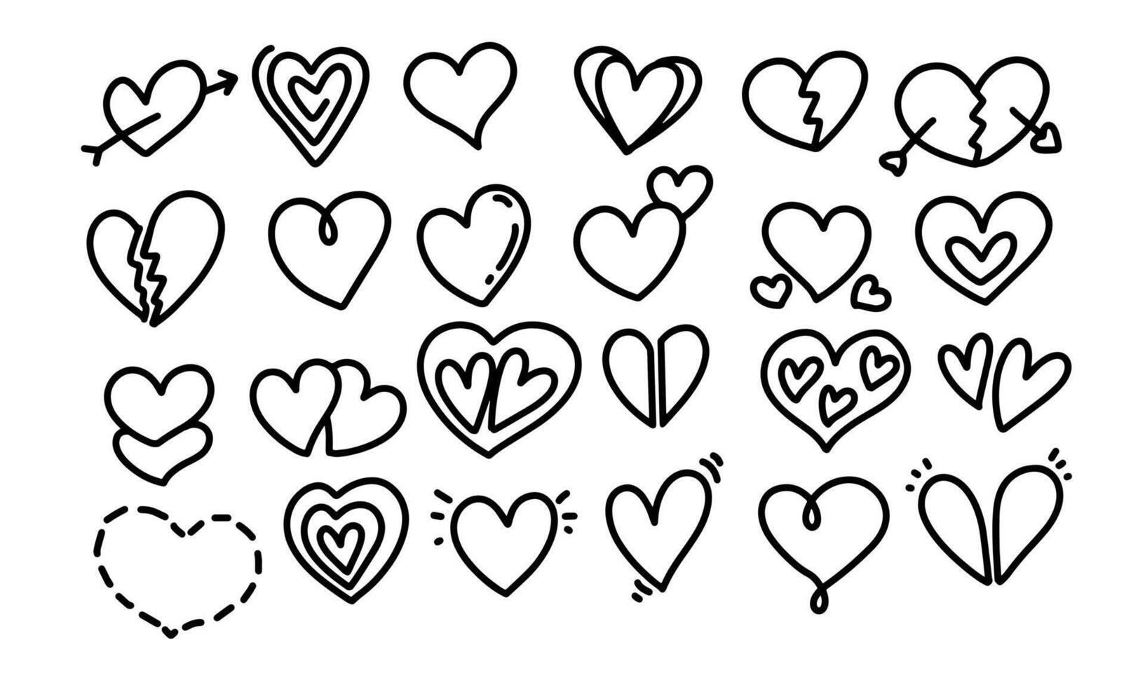 Heart Doodle hand drawn line art vector