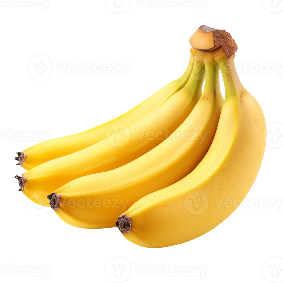 AI generated Bunch of bananas isolated on transparent background With clipping path.3d render png