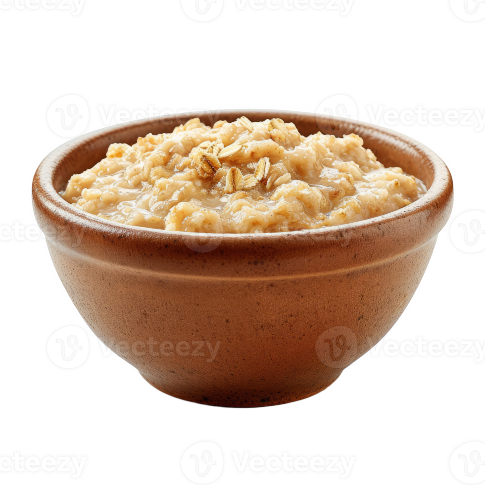 AI generated Bowl of oats porridge isolated on transparent background With clipping path.Healthy breakfast. 3d rendering png