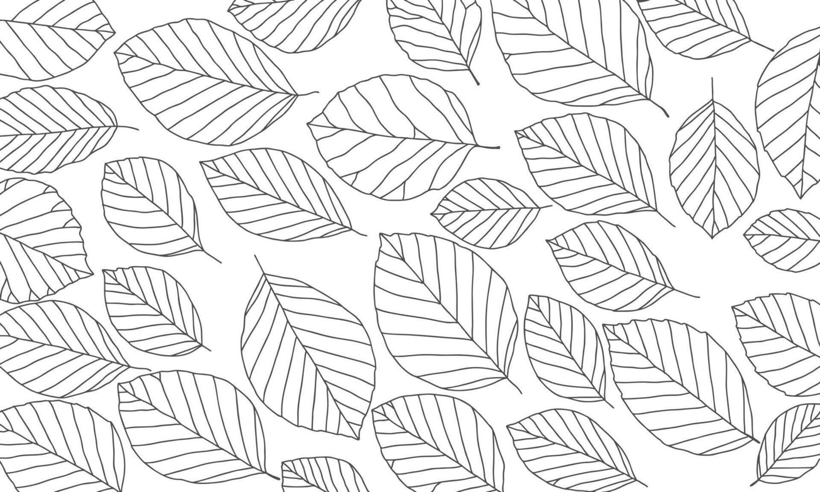 Leaves outline pattern hand drawn vector background