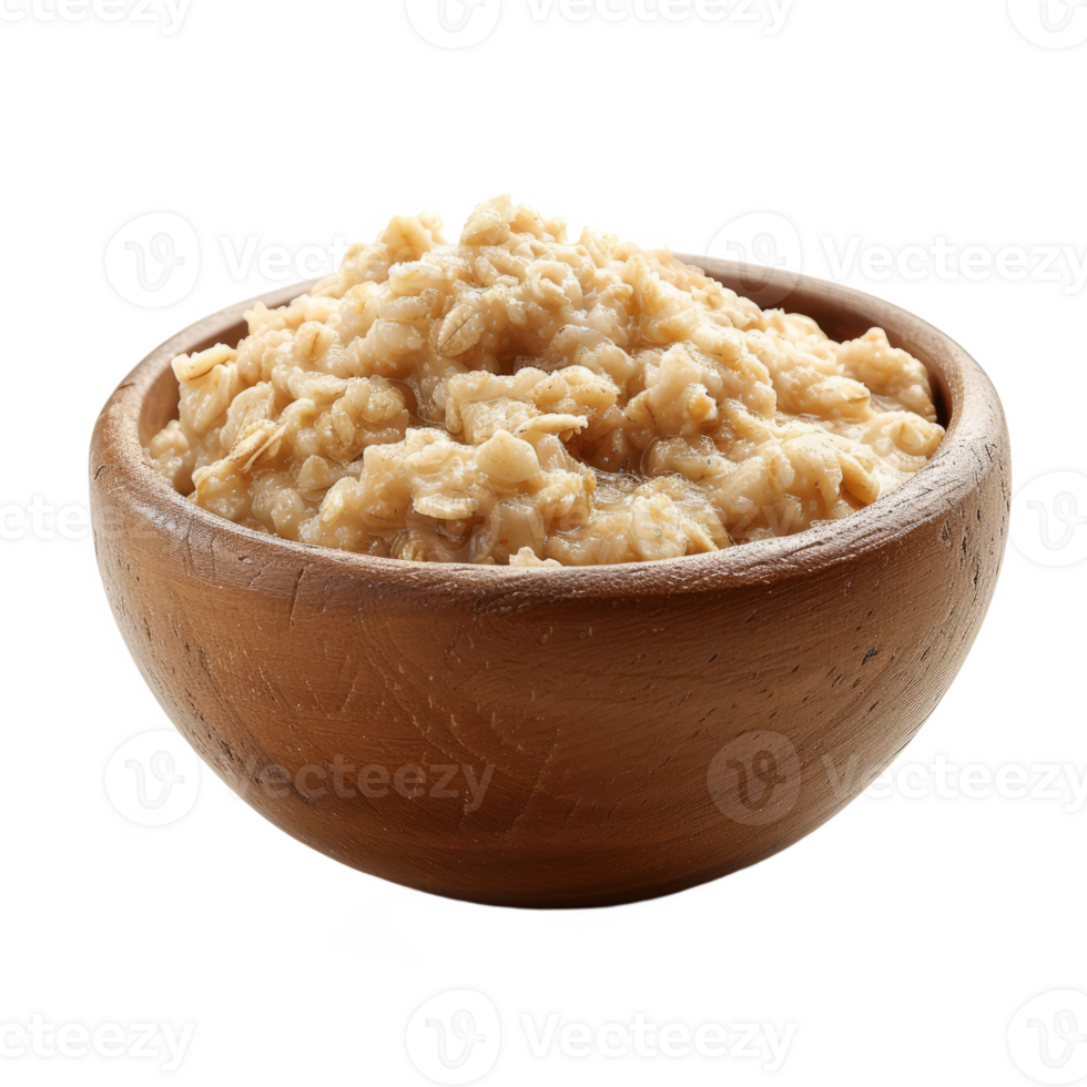 AI generated Bowl of oats porridge isolated on transparent background With clipping path.Healthy breakfast. 3d rendering png