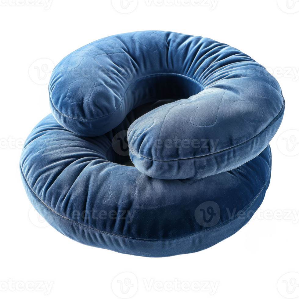 AI generated blue neck pillows isolated on transparent background With clipping path.3d rendering png