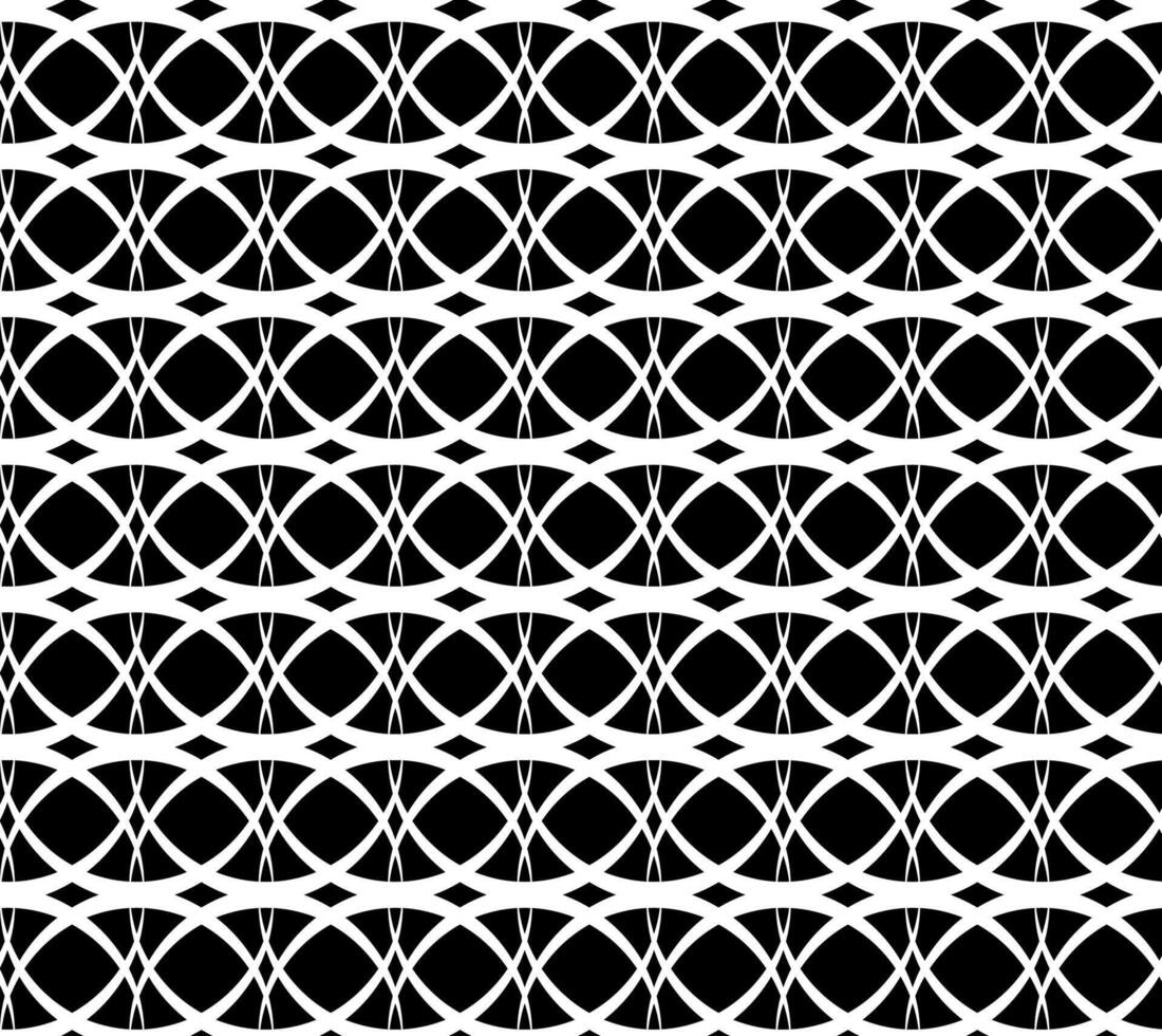 Vector seamless geometric texture in the form of a pattern of white circles and ovals on a black background