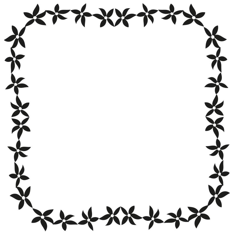 marco de negro flores en un blanco antecedentes vector